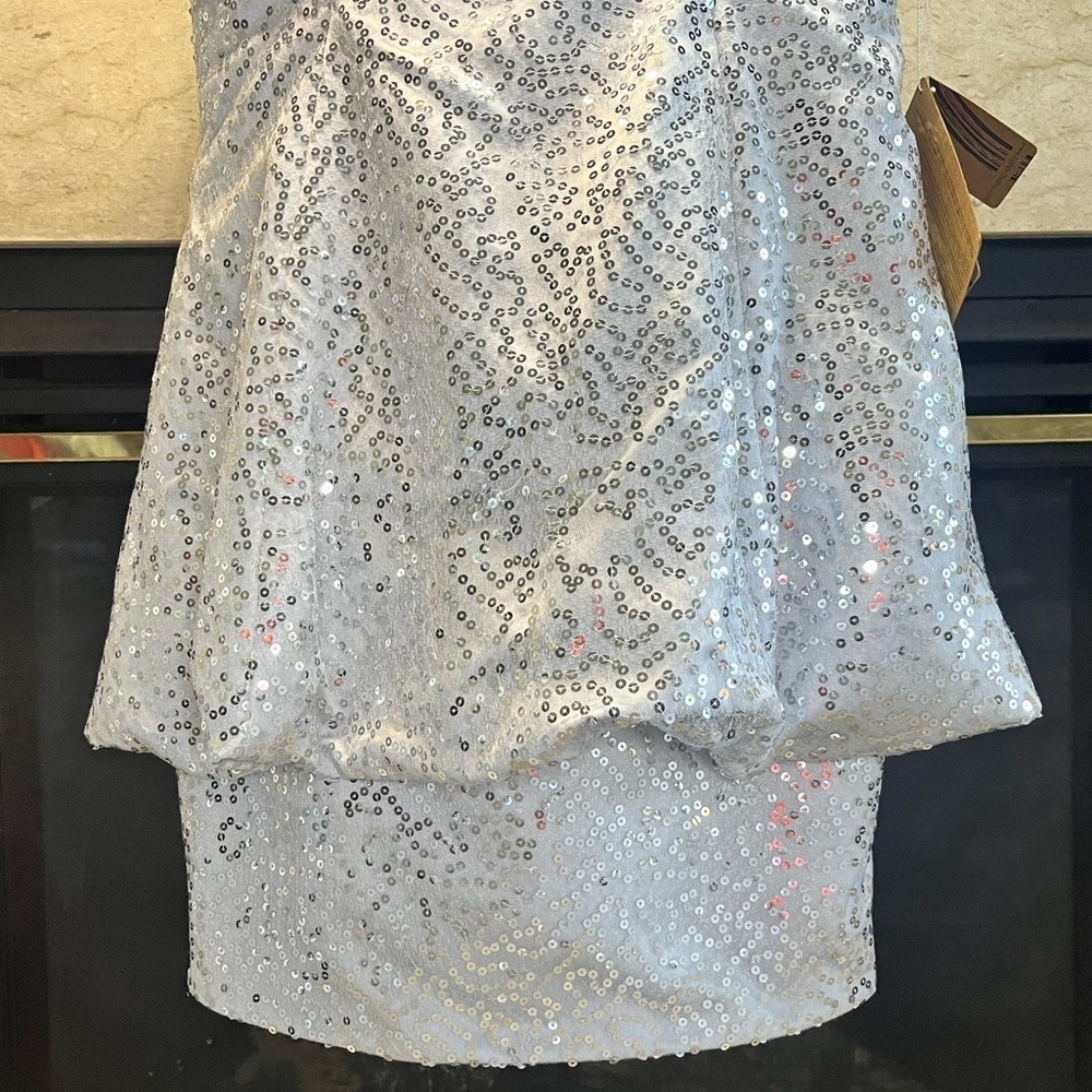 Light In The Box Silver Sequin Bubble Hem Open Tie Back Dress — image 4 of 8